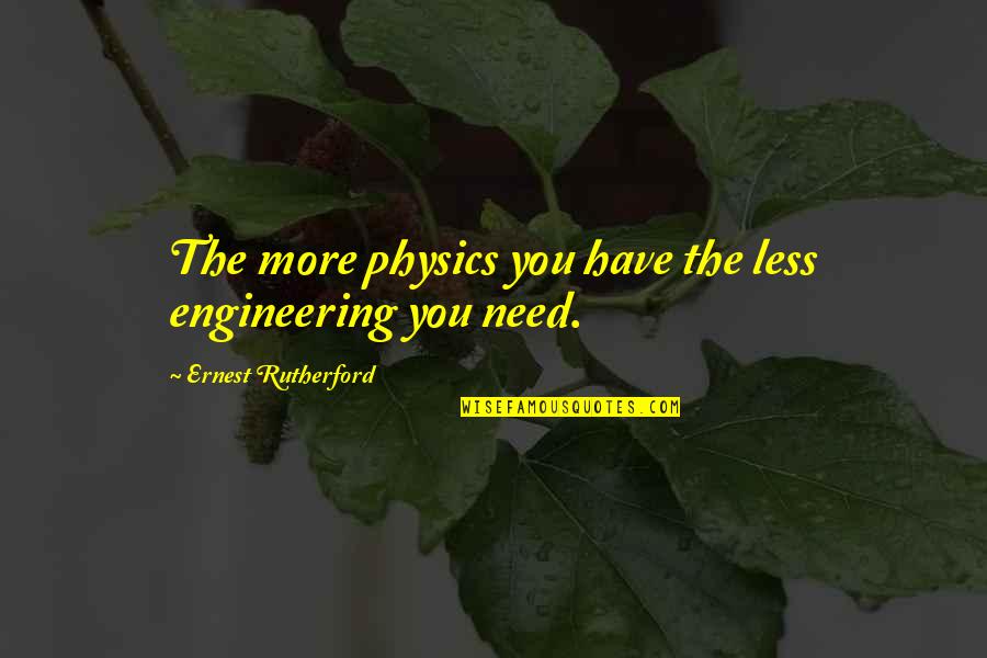 School Field Day Quotes By Ernest Rutherford: The more physics you have the less engineering