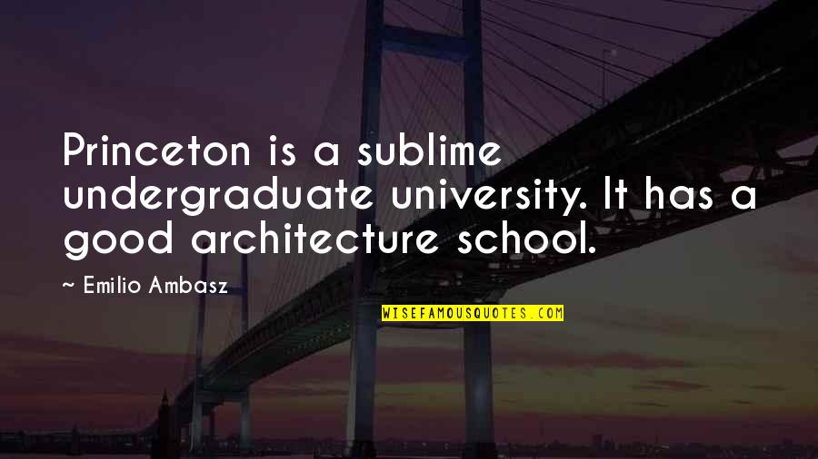 School Is Good Quotes By Emilio Ambasz: Princeton is a sublime undergraduate university. It has