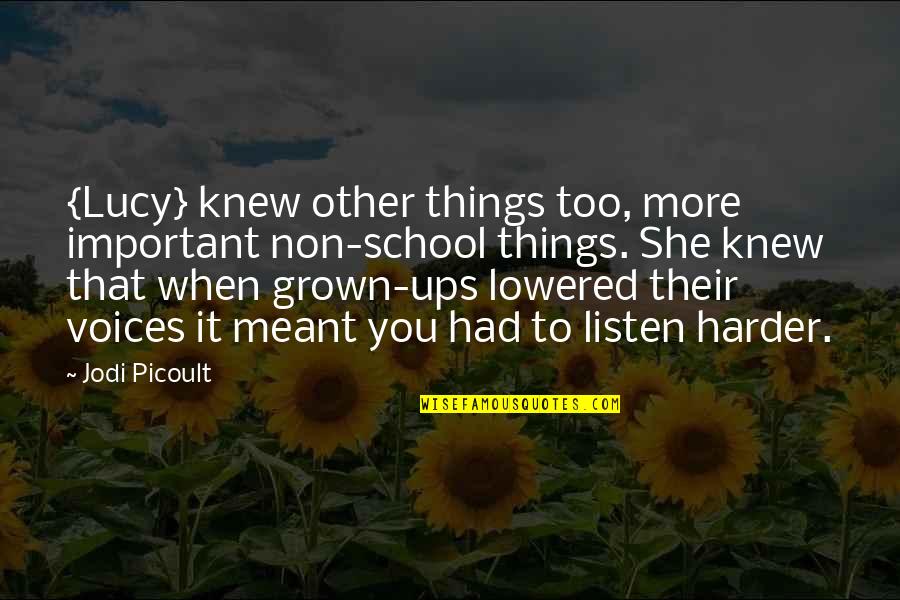 School Is Important Quotes By Jodi Picoult: {Lucy} knew other things too, more important non-school