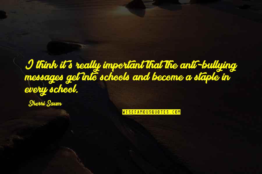 School Is Important Quotes By Sherri Saum: I think it's really important that the anti-bullying