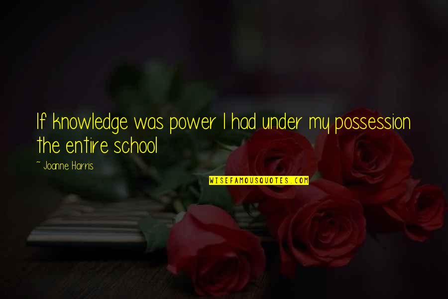 School Knowledge Quotes By Joanne Harris: If knowledge was power I had under my