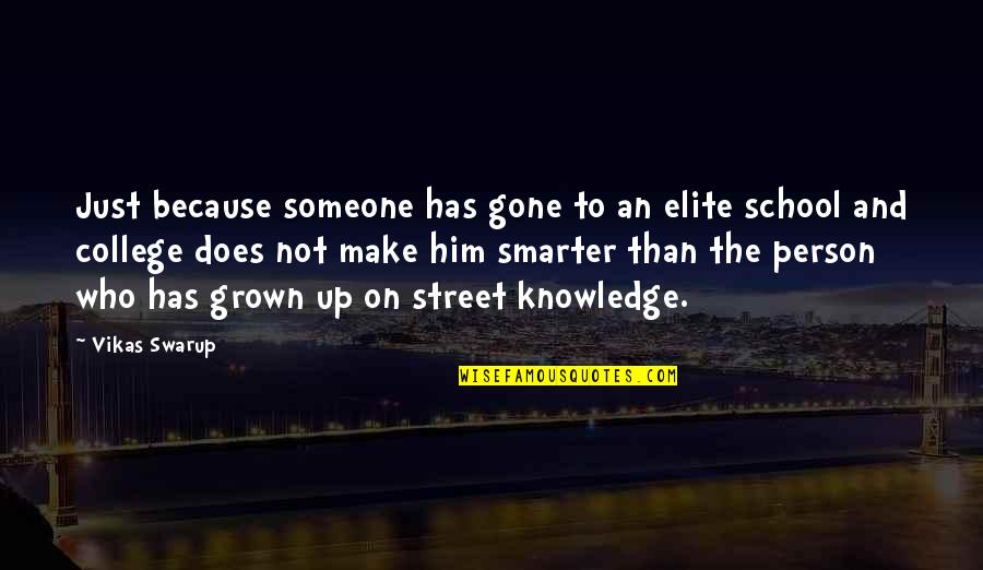 School Knowledge Quotes By Vikas Swarup: Just because someone has gone to an elite