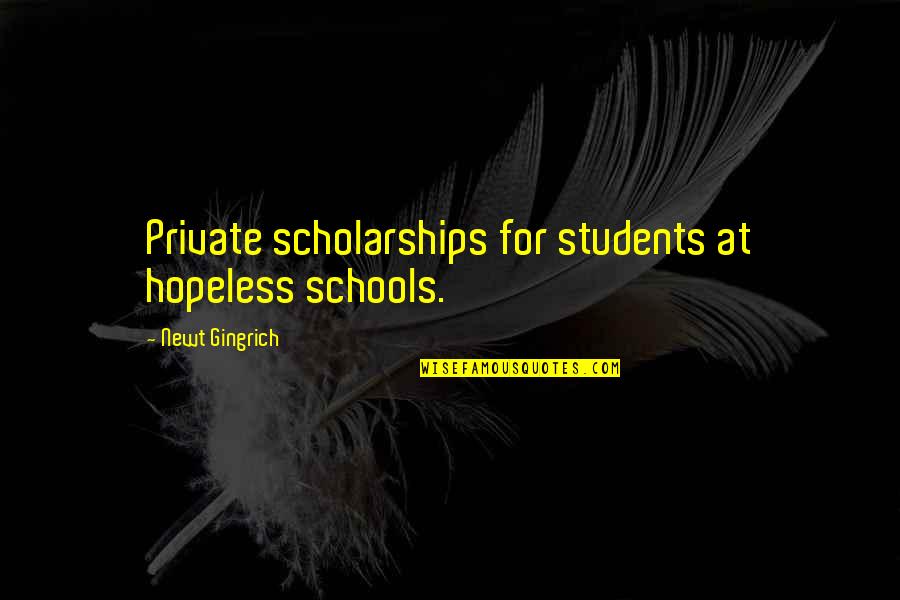 School Students Quotes By Newt Gingrich: Private scholarships for students at hopeless schools.