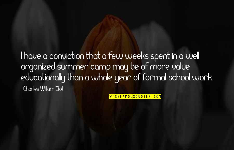 School Summer Camp Quotes By Charles William Eliot: I have a conviction that a few weeks