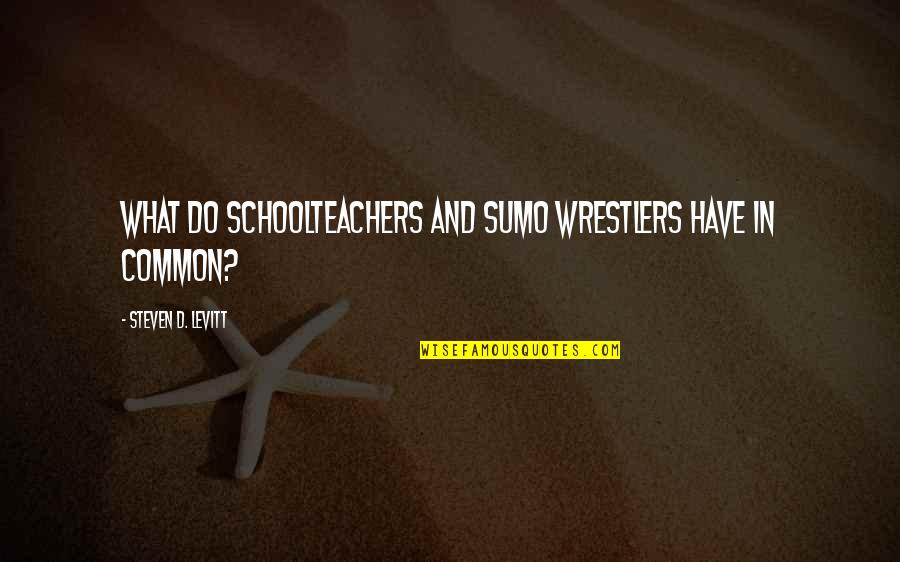 Schoolteachers Quotes By Steven D. Levitt: What Do Schoolteachers and Sumo Wrestlers Have in