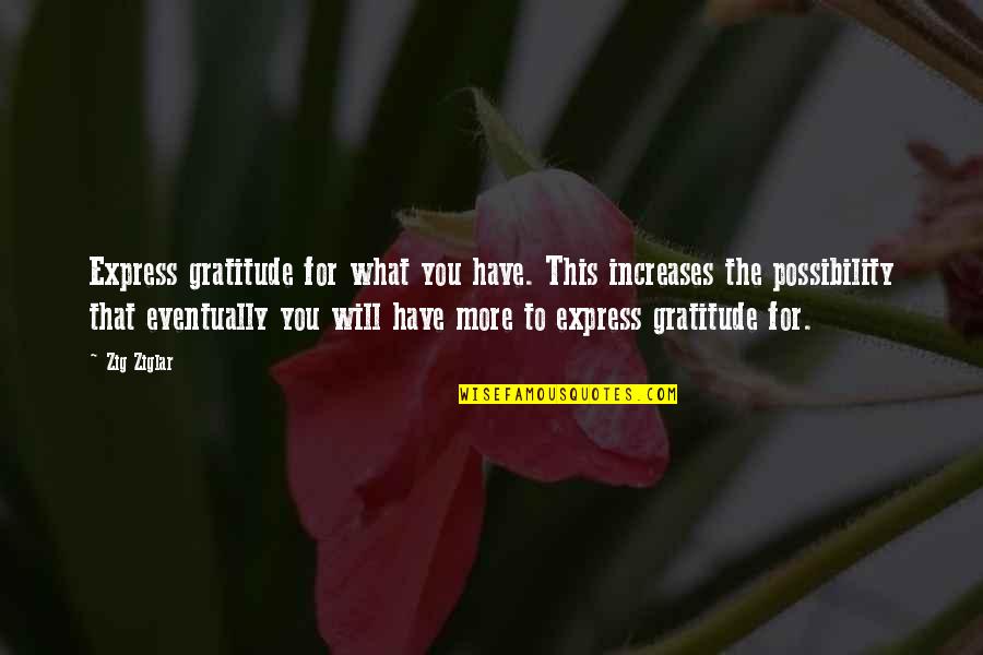Schopperten Quotes By Zig Ziglar: Express gratitude for what you have. This increases Schopperten Quotes By Zig Ziglar: Express gratitude for what you have. This increases
