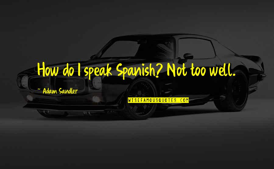 Schopty Quotes By Adam Sandler: How do I speak Spanish? Not too well.