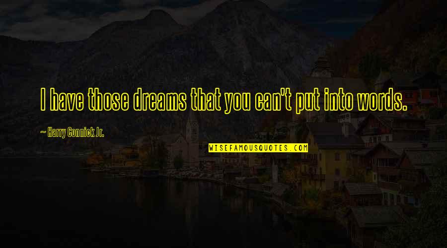 Schossow Studies Quotes By Harry Connick Jr.: I have those dreams that you can't put Schossow Studies Quotes By Harry Connick Jr.: I have those dreams that you can't put