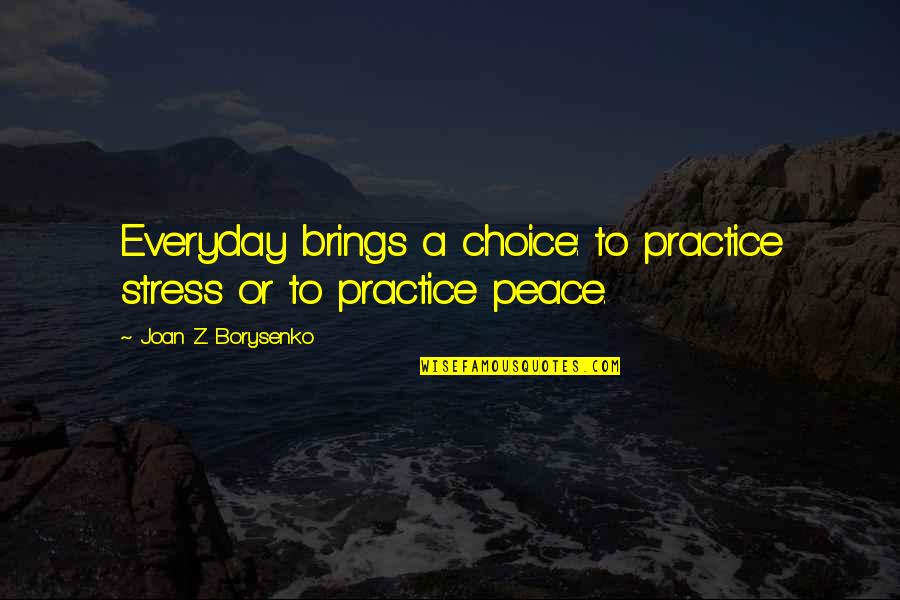 Schroeven Bestellen Quotes By Joan Z. Borysenko: Everyday brings a choice: to practice stress or Schroeven Bestellen Quotes By Joan Z. Borysenko: Everyday brings a choice: to practice stress or