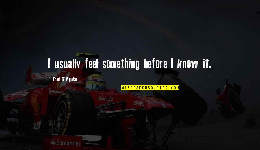 Schuhl Obituary Quotes By Fred D'Aguiar: I usually feel something before I know it.