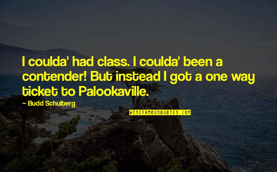 Schulberg Budd Quotes By Budd Schulberg: I coulda' had class. I coulda' been a