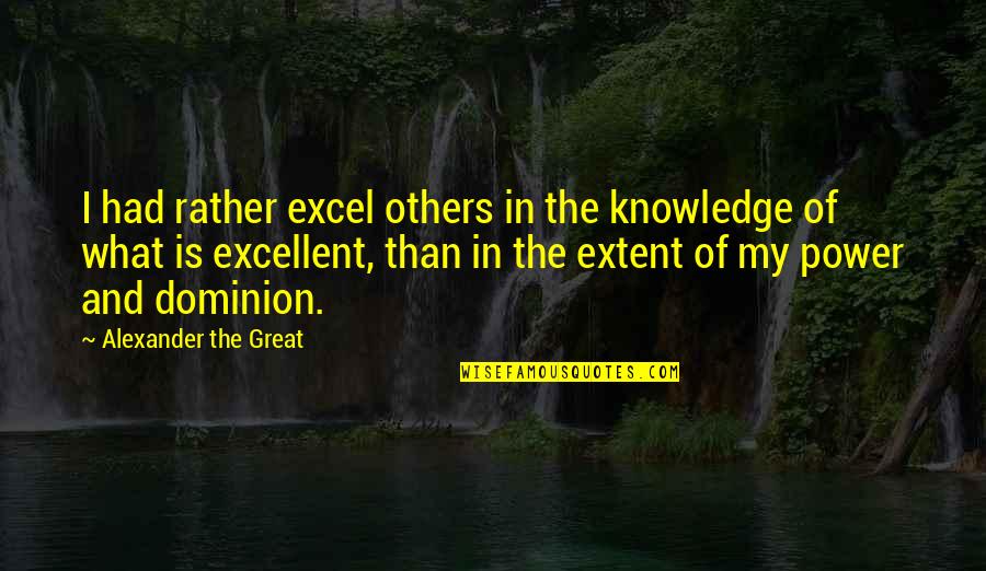 Schultes Quotes By Alexander The Great: I had rather excel others in the knowledge