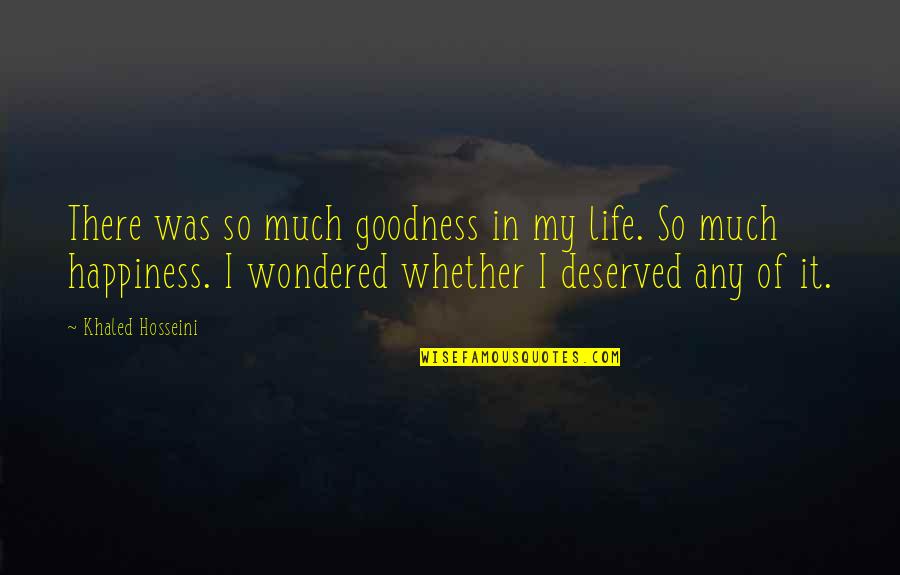 Schurft Quotes By Khaled Hosseini: There was so much goodness in my life.