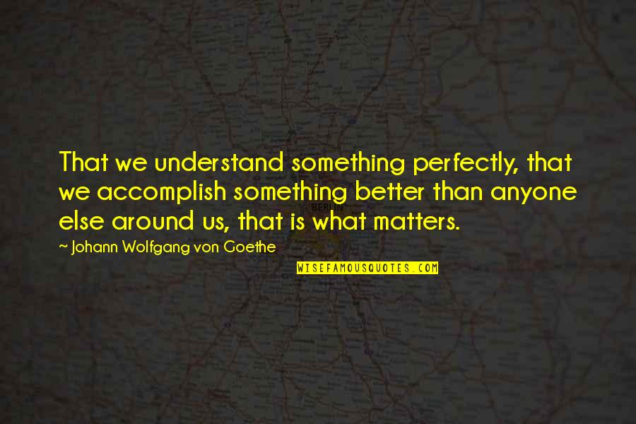 Schuterman Quotes By Johann Wolfgang Von Goethe: That we understand something perfectly, that we accomplish