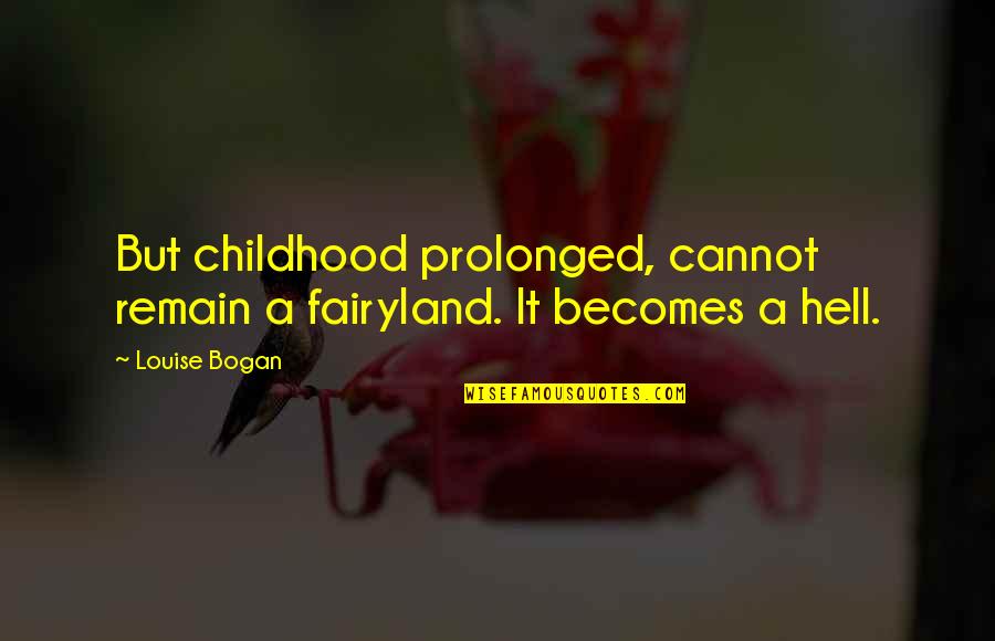 Schwabisch Quotes By Louise Bogan: But childhood prolonged, cannot remain a fairyland. It