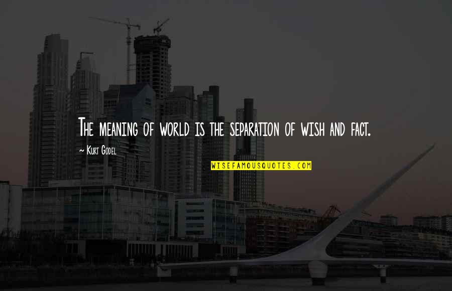 Schwartzman Quartet Quotes By Kurt Godel: The meaning of world is the separation of