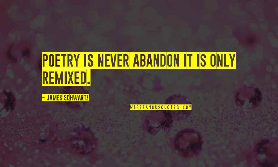 Schwartz's Quotes By James Schwartz: Poetry is never abandon it is only remixed.