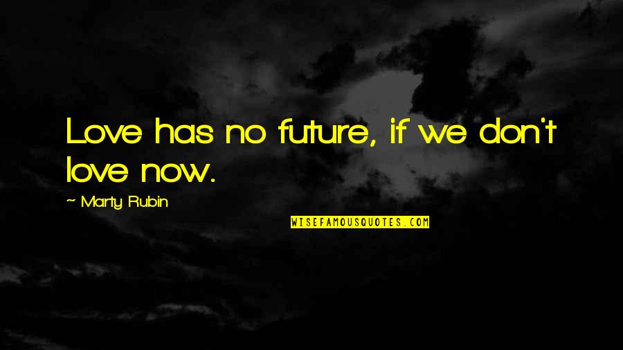 Schwebach Farms Quotes By Marty Rubin: Love has no future, if we don't love