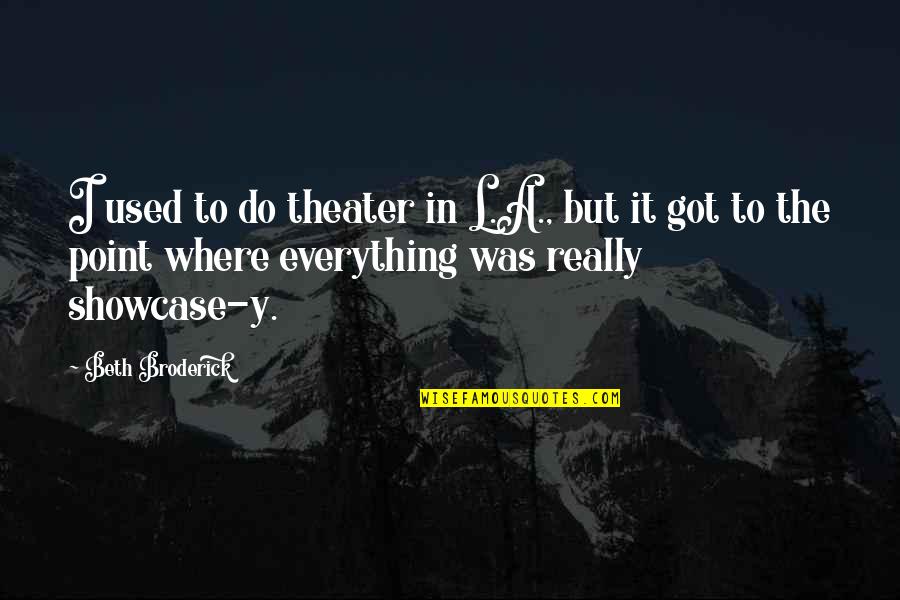Schweickart Lineage Quotes By Beth Broderick: I used to do theater in L.A., but Schweickart Lineage Quotes By Beth Broderick: I used to do theater in L.A., but