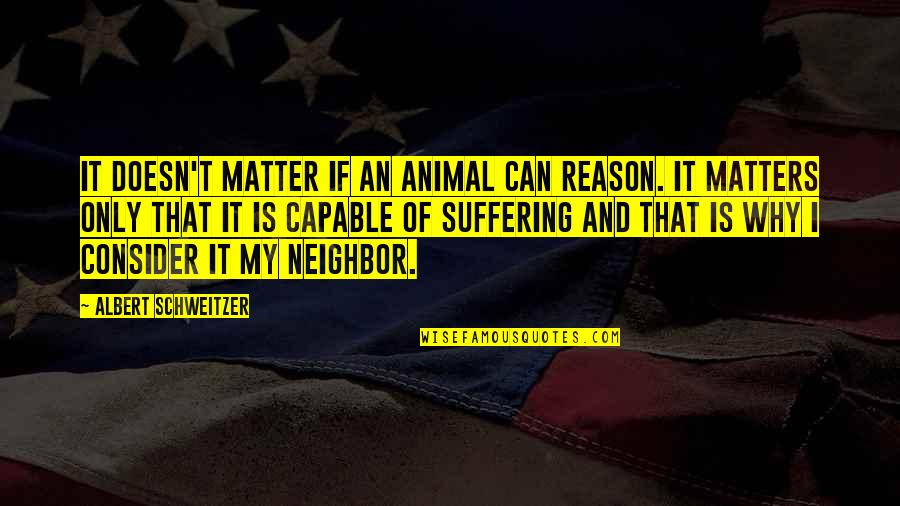 Schweitzer Albert Quotes By Albert Schweitzer: It doesn't matter if an animal can reason.