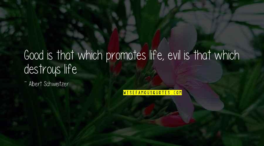 Schweitzer Albert Quotes By Albert Schweitzer: Good is that which promotes life, evil is