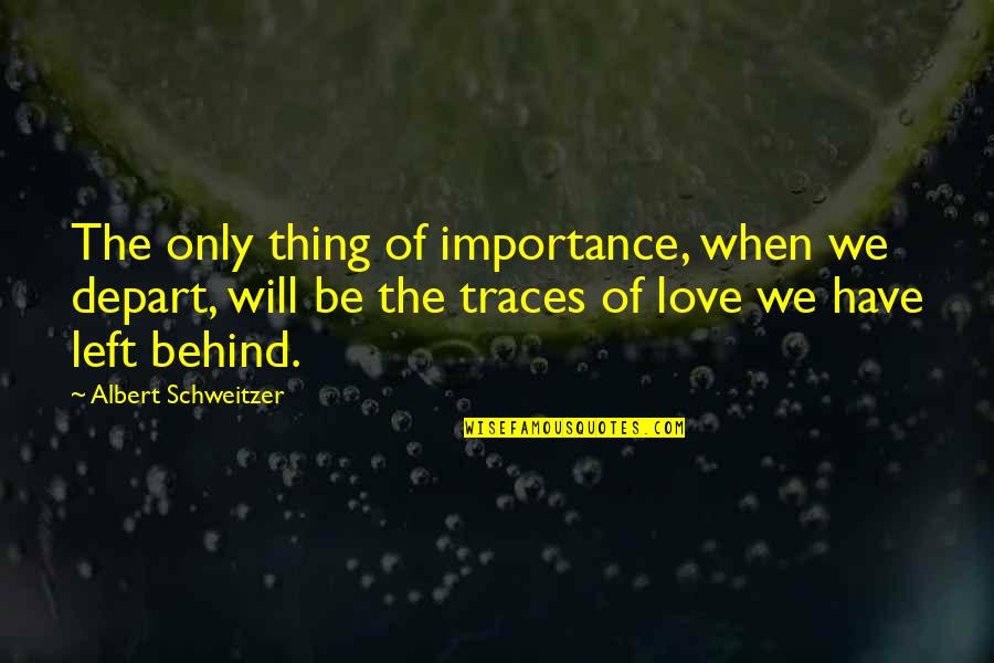 Schweitzer Albert Quotes By Albert Schweitzer: The only thing of importance, when we depart,
