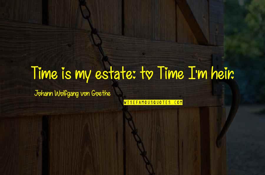Schwemmer Quotes By Johann Wolfgang Von Goethe: Time is my estate: to Time I'm heir.