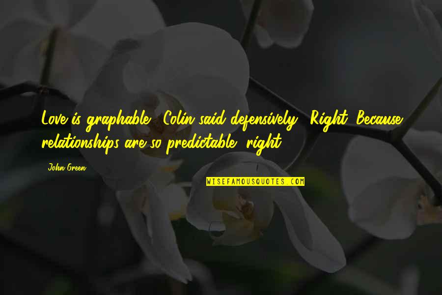 Schwettman Alternative School Quotes By John Green: Love is graphable!" Colin said defensively. "Right. Because