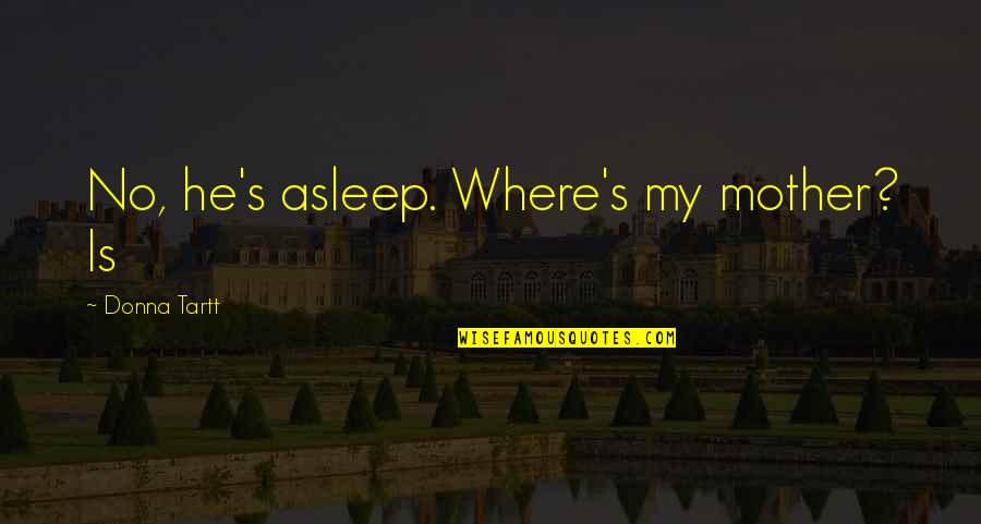 Schyster Quotes By Donna Tartt: No, he's asleep. Where's my mother? Is
