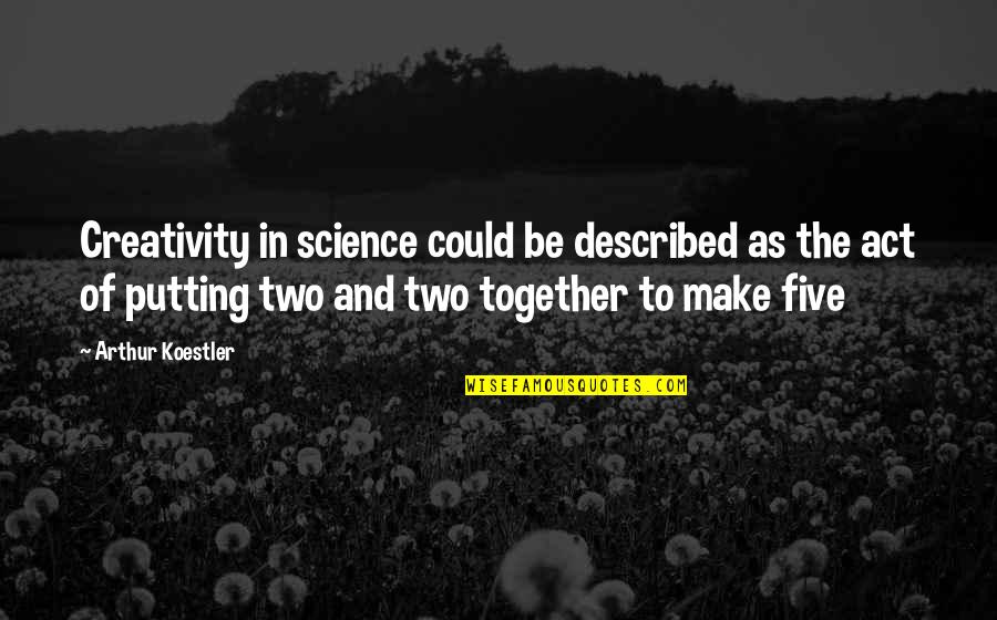 Science And Creativity Quotes By Arthur Koestler: Creativity in science could be described as the