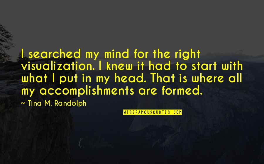 Science Fiction Inspirational Quotes By Tina M. Randolph: I searched my mind for the right visualization.