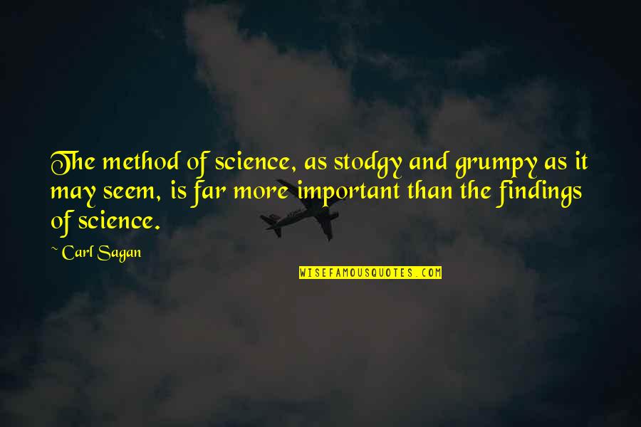 Science Important Quotes By Carl Sagan: The method of science, as stodgy and grumpy