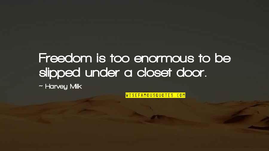 Science Outreach Quotes By Harvey Milk: Freedom is too enormous to be slipped under