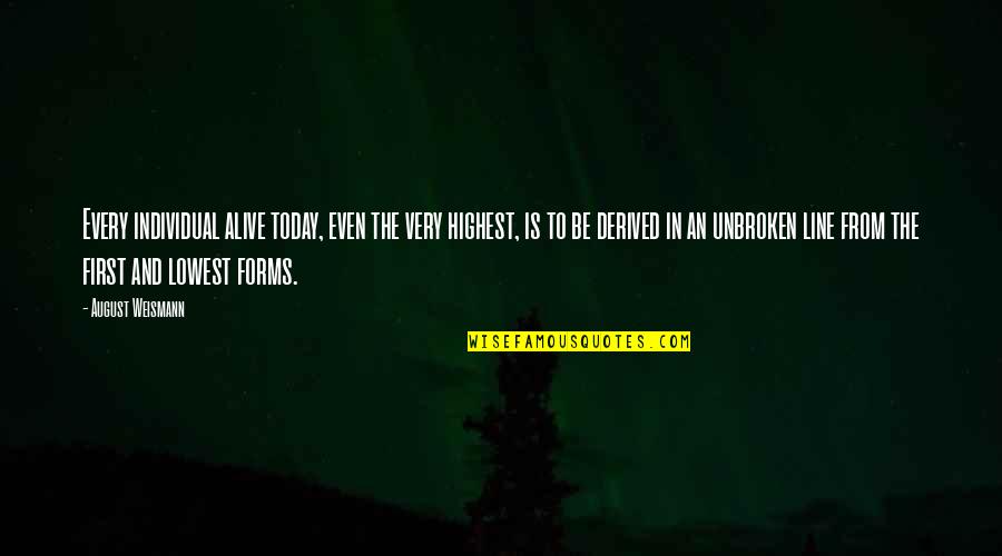 Science Today Quotes By August Weismann: Every individual alive today, even the very highest,