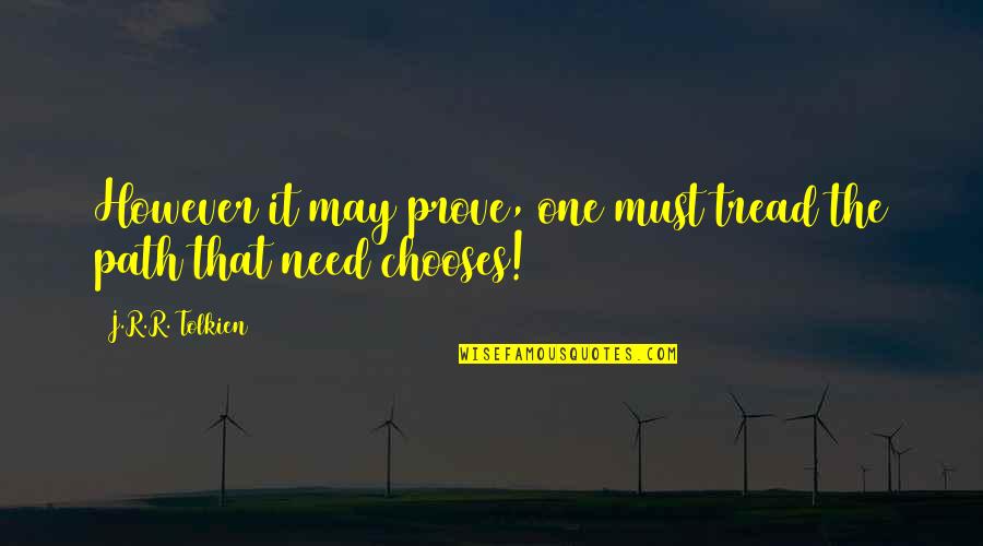 Scienti Quotes By J.R.R. Tolkien: However it may prove, one must tread the