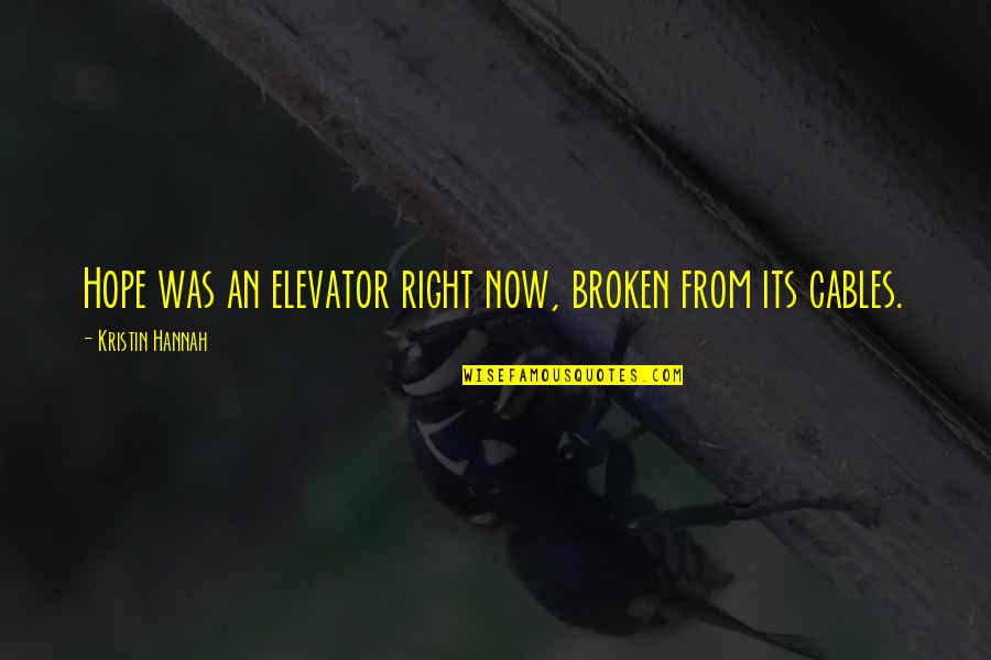 Scigliano Panoramico Quotes By Kristin Hannah: Hope was an elevator right now, broken from