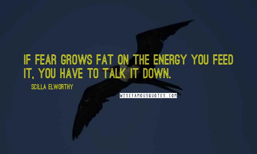 Scilla Elworthy quotes: If fear grows fat on the energy you feed it, you have to talk it down.