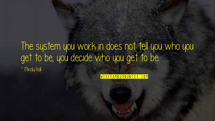 Scimmie Immagini Quotes By Mindy Hall: The system you work in does not tell Scimmie Immagini Quotes By Mindy Hall: The system you work in does not tell