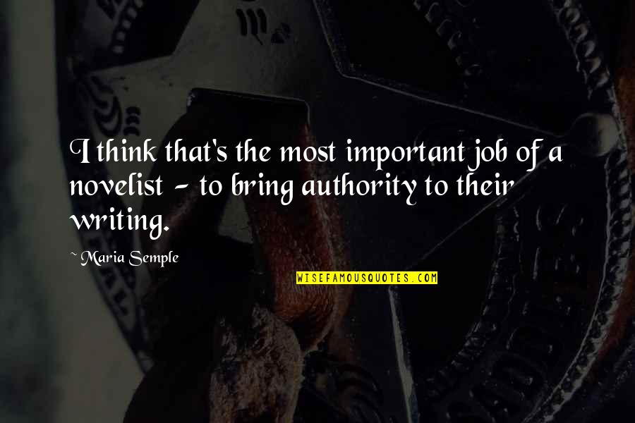 Sconfitta Videl Quotes By Maria Semple: I think that's the most important job of Sconfitta Videl Quotes By Maria Semple: I think that's the most important job of