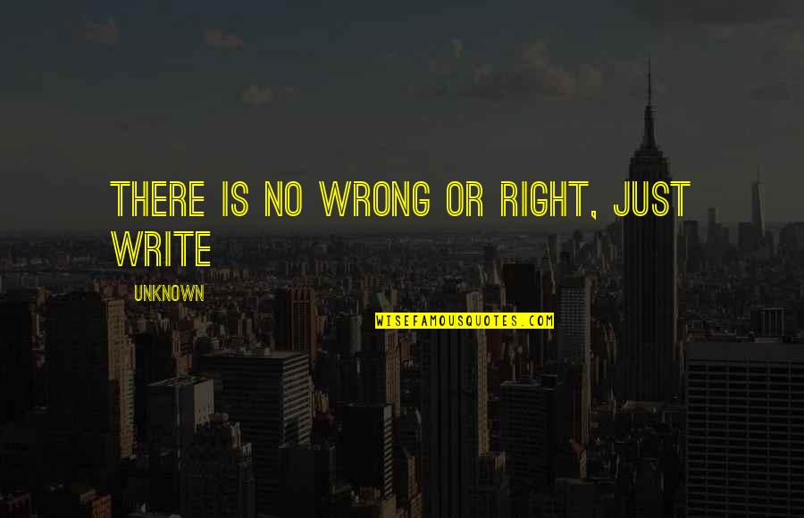 Scopul Scuza Quotes By Unknown: There is no wrong or right, just write
