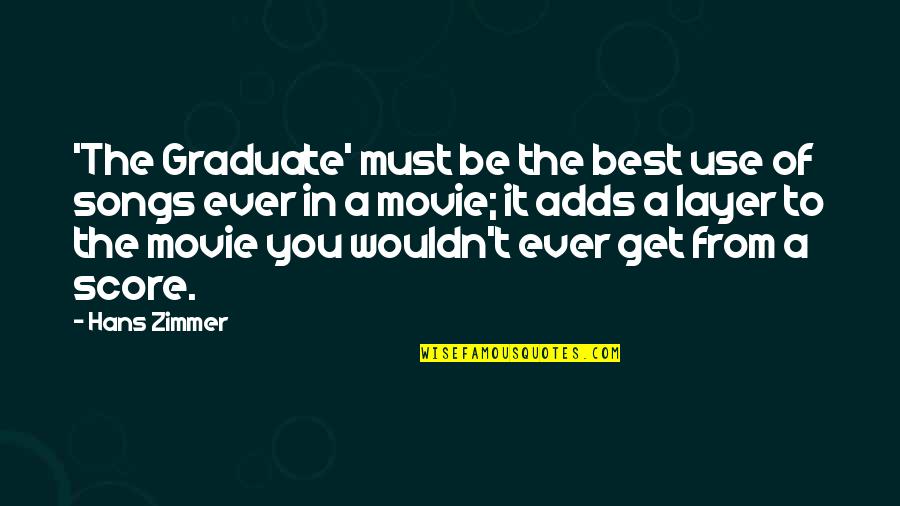Score Best Quotes By Hans Zimmer: 'The Graduate' must be the best use of