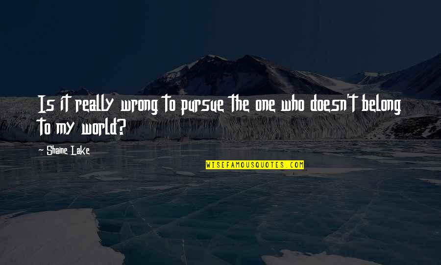 Scoresd Quotes By Shaine Lake: Is it really wrong to pursue the one