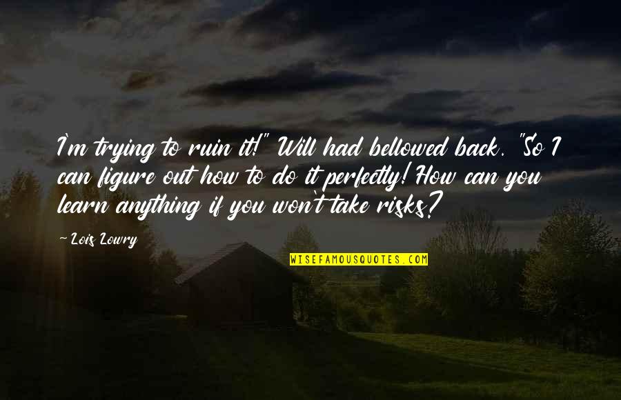 Scoria Quotes By Lois Lowry: I'm trying to ruin it!" Will had bellowed
