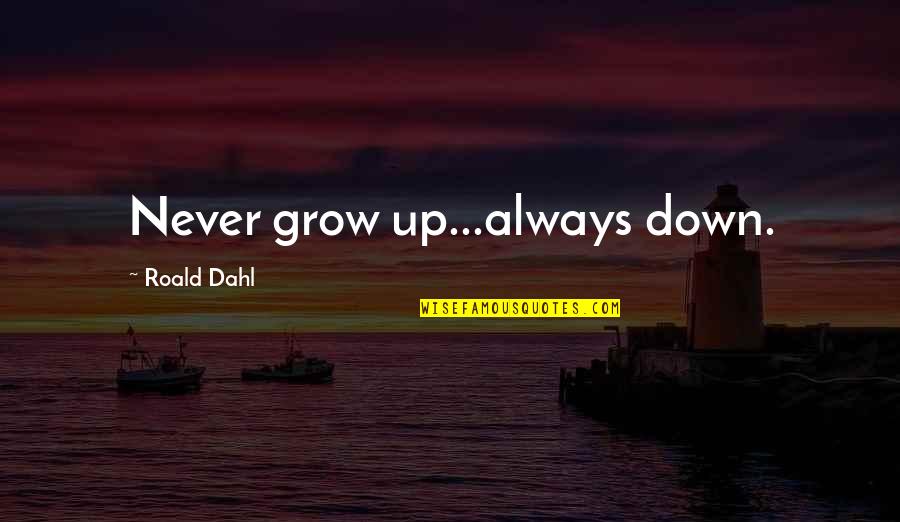 Scoring In Sports Quotes By Roald Dahl: Never grow up...always down. Scoring In Sports Quotes By Roald Dahl: Never grow up...always down.