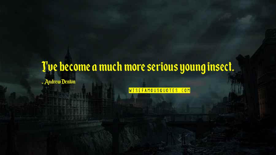 Scorning Quotes By Andrew Denton: I've become a much more serious young insect. Scorning Quotes By Andrew Denton: I've become a much more serious young insect.
