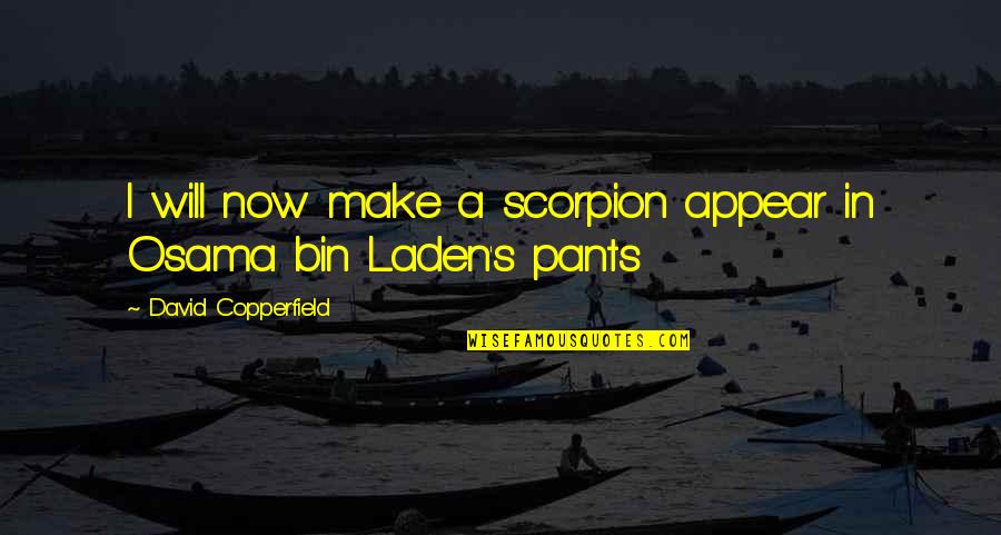 Scorpion Quotes By David Copperfield: I will now make a scorpion appear in