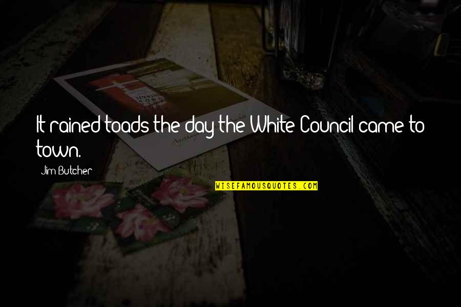Scorpions Home Quotes By Jim Butcher: It rained toads the day the White Council Scorpions Home Quotes By Jim Butcher: It rained toads the day the White Council