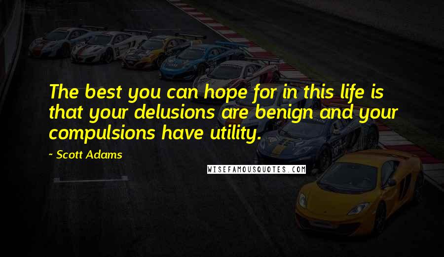 Scott Adams quotes: The best you can hope for in this life is that your delusions are benign and your compulsions have utility.