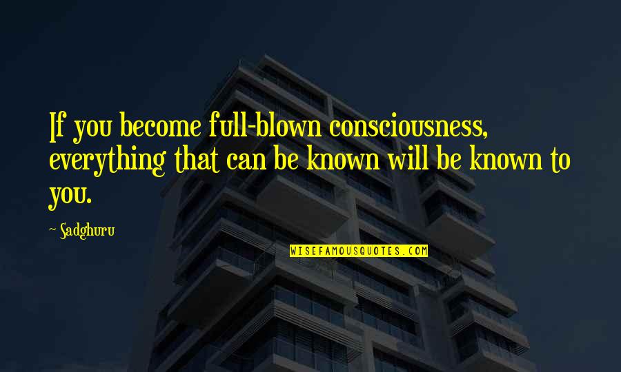 Scott Cochran Quotes By Sadghuru: If you become full-blown consciousness, everything that can