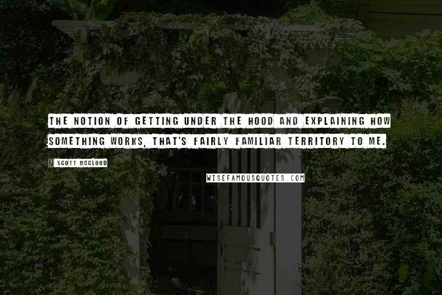 Scott McCloud quotes: The notion of getting under the hood and explaining how something works, that's fairly familiar territory to me.